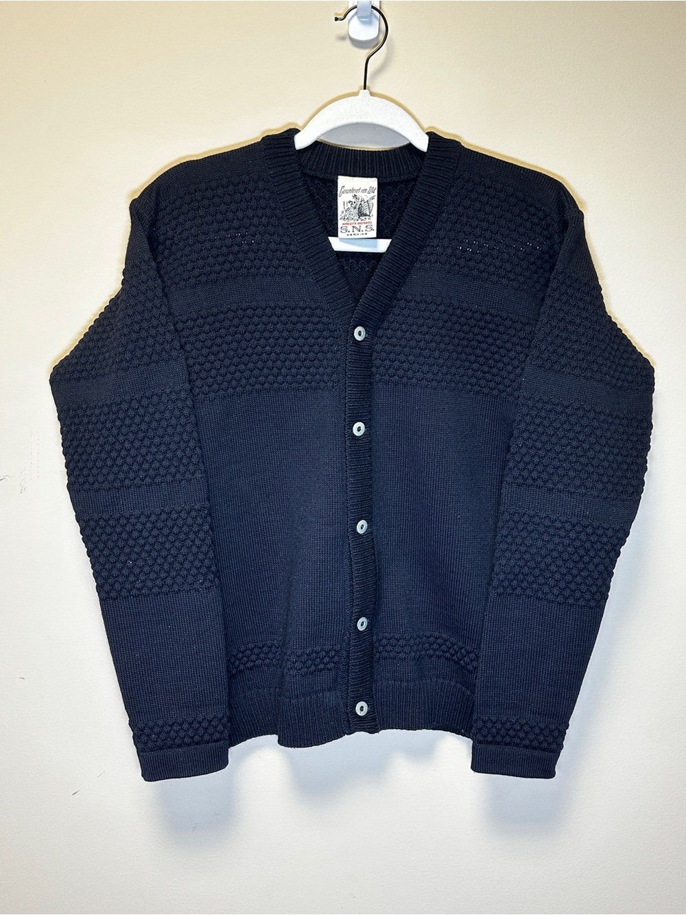 Vintage S.N.S. Herning 100% Wool Cardigan Sweater – Navy Size M